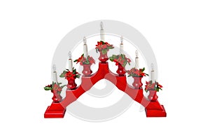 Seven-light red candle arch.