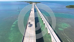 Seven mile bridge aerial view