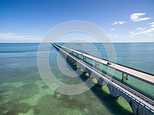 Seven mile bridge aerial view