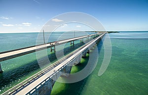 Seven mile bridge aerial view