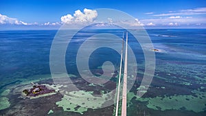 The Seven Mile Bridge, Florida. Aerial view.