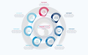 Seven option circle infographic design template. Vector illustration