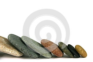 Seven pebbles line