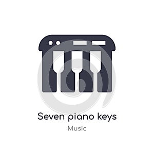 seven piano keys outline icon. isolated line vector illustration from music collection. editable thin stroke seven piano keys icon