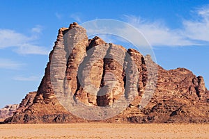 Seven pillars of wisdom on Wadi Rum desert in Jordan