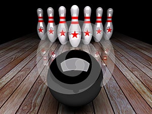 Seven-pin bowling 3D rendering photo