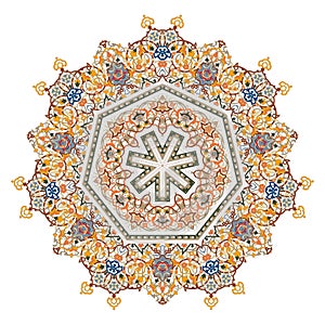 Seven pointed star mandala in flower style