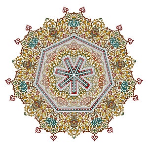 Seven pointed star mandala in flower style