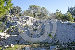 Seven Seats Plateau Monument ruins on Philopappos Hill