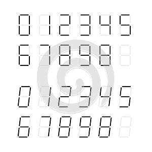 Seven segment digital numbers display vector set