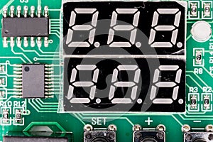 Seven-segment display SSD, or indicator, electronic display device for displaying decimal numerals