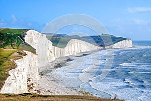 Seven Sisters chalk cliffs, East Sussex, UK