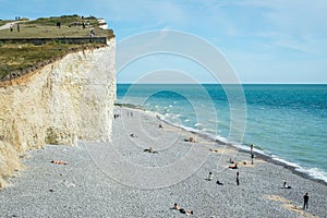 Seven Sisters National park, white cliffs,beach,ocean East Sussex, Englan