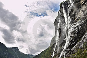 The Seven Sisters spectacular waterfall at Geirangerfjord