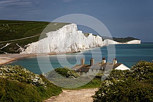 Seven Sisters White Chalk Cliffs Sussex UK