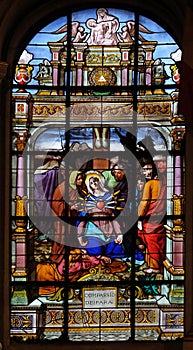 Seven Sorrows of the Virgin Mary, stained glass windows in the Saint Laurent Church, Paris