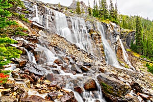 Seven Veils Falls at Lake O`Hara in the Canadian Rockies of Yoho National Park photo