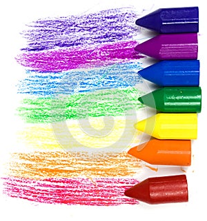 Seven wax crayons