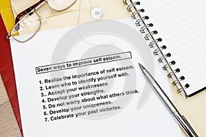 Seven ways to improve Self esteem photo