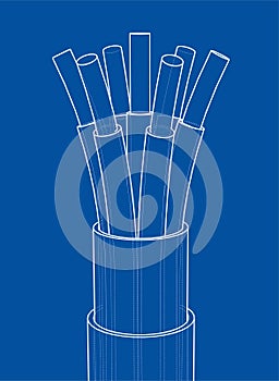 Seven-wire cable. Wire frame. Vector