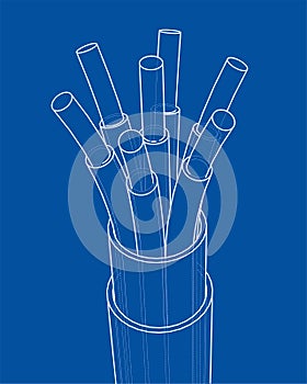 Seven-wire cable. Wire frame. Vector