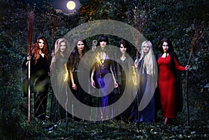 Seven witches in the night forest