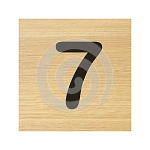 Seven 7 wood block with clipping path photo