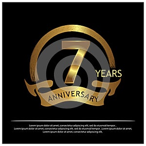 Seven years anniversary golden. anniversary template design for web, game ,Creative poster, booklet, leaflet, flyer, magazine, inv