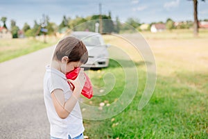 Seven years old child suffers from motion sickness