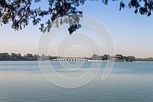 The Seventeen Arch Bridge over Kunming Lake in the Summer Palace, Beijing, China.
