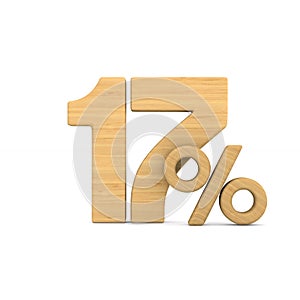 Seventeen percent on white background. Isolated 3D illustration