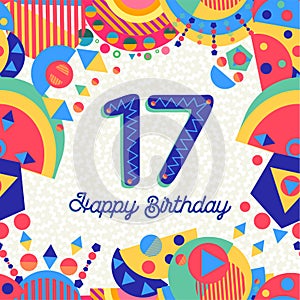 Seventeen 17 year birthday greeting card number photo
