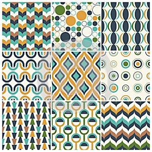 Seventies Stylish Abstract Retro Geometric & curve seamless pattern.