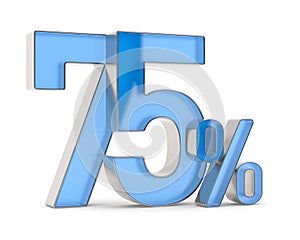 seventy five percent on white background. Isolated 3D illustration