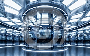 Sever racks and data center, big data and cloud computing concept, 3d rendering