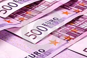 Several 500 euro banknotes are adjacent. symbolic photo for wealth.