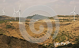 Several aeolic windmills photo