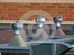 Several air flow galvanized steel externally braced roof turbine vent