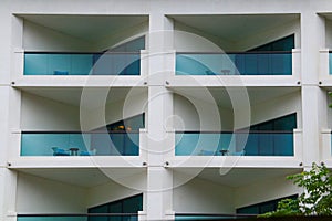 Several balconies of a luxury hotel where you can relax and unwind.