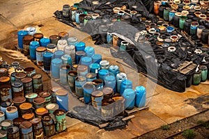 Several barrels of toxic waste