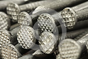 Several big carpentry nails background
