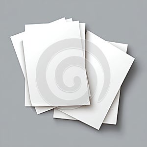 Blank Paper Stack on Gray Background