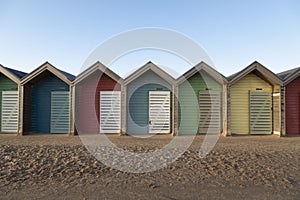 Several booths and changing rooms, Blyth beach, UK