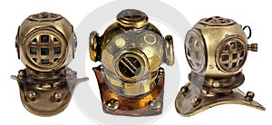 Several Brass Diving Helmets