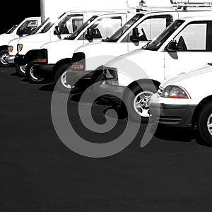 Several Cars Vans Trucks Parked Parking Lot