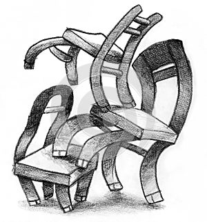 Several chairs in stack symbolism