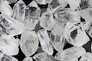 Several Chunks of Beautiful Quartz Crystal with black background