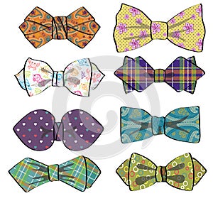 Several colored bow tie with simple pattern.Set
