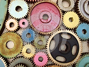 Several colored gears photo