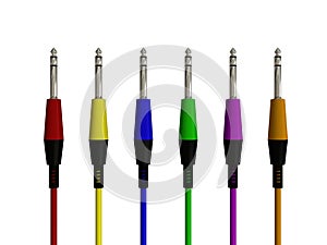 Several colored jack plugs